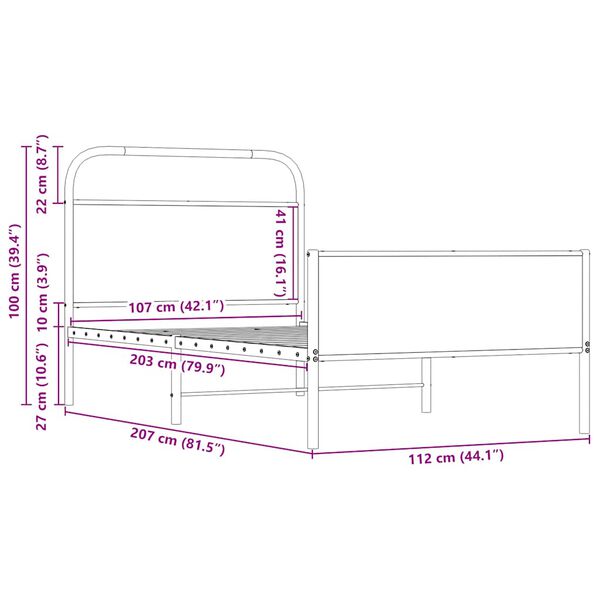 vidaXL Πλαίσιο Κρεβατιού Χωρ. Στρώμα Sonoma Δρυς 107x203 εκ Επ. Ξύλο