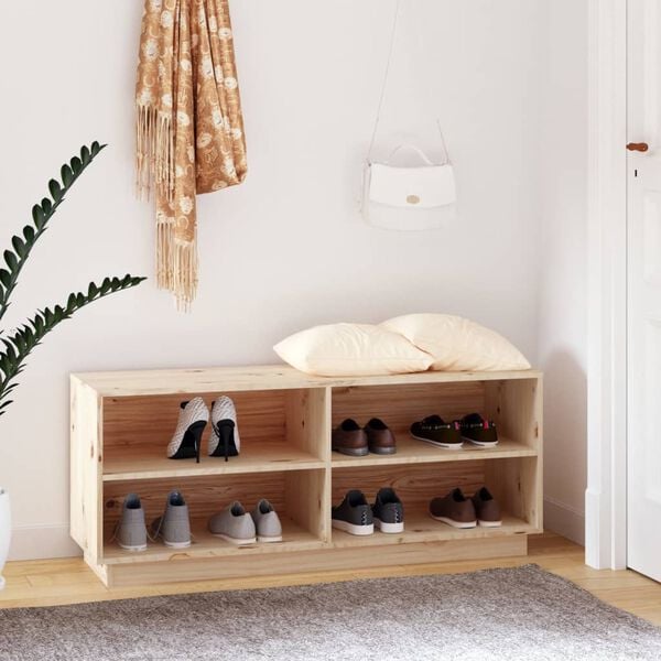 vidaXL Παπουτσοθήκη 110 x 34 x 45 εκ. από Μασίφ Ξύλο Πεύκου