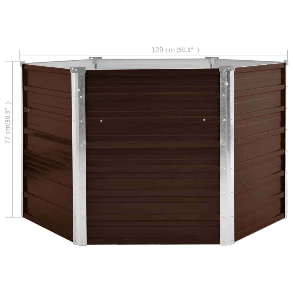 vidaXL Ζαρντινιέρα Υπερυψωμένη Καφέ 129x129x77 εκ. Γαλβανισμ. Χάλυβας