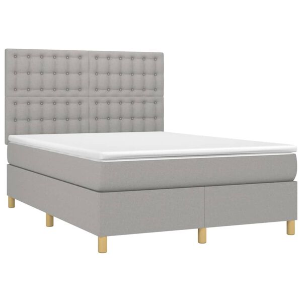 vidaXL &Kappa;&rho;&epsilon;&beta;ά&tau;&iota; Boxspring &mu;&epsilon; &Sigma;&tau;&rho;ώ&mu;&alpha; & LED &Alpha;&nu;.&Gamma;&kappa;&rho;&iota; 140x200&epsilon;&kappa;. &Upsilon;&phi;&alpha;&sigma;&mu;ά&tau;&iota;&nu;&omicron;
