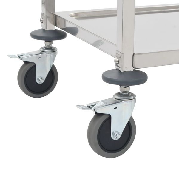 vidaXL Τρόλεϊ Κουζίνας με 2 Ράφια 95x45x83,5 εκ. από Ανοξείδωτο Ατσάλι