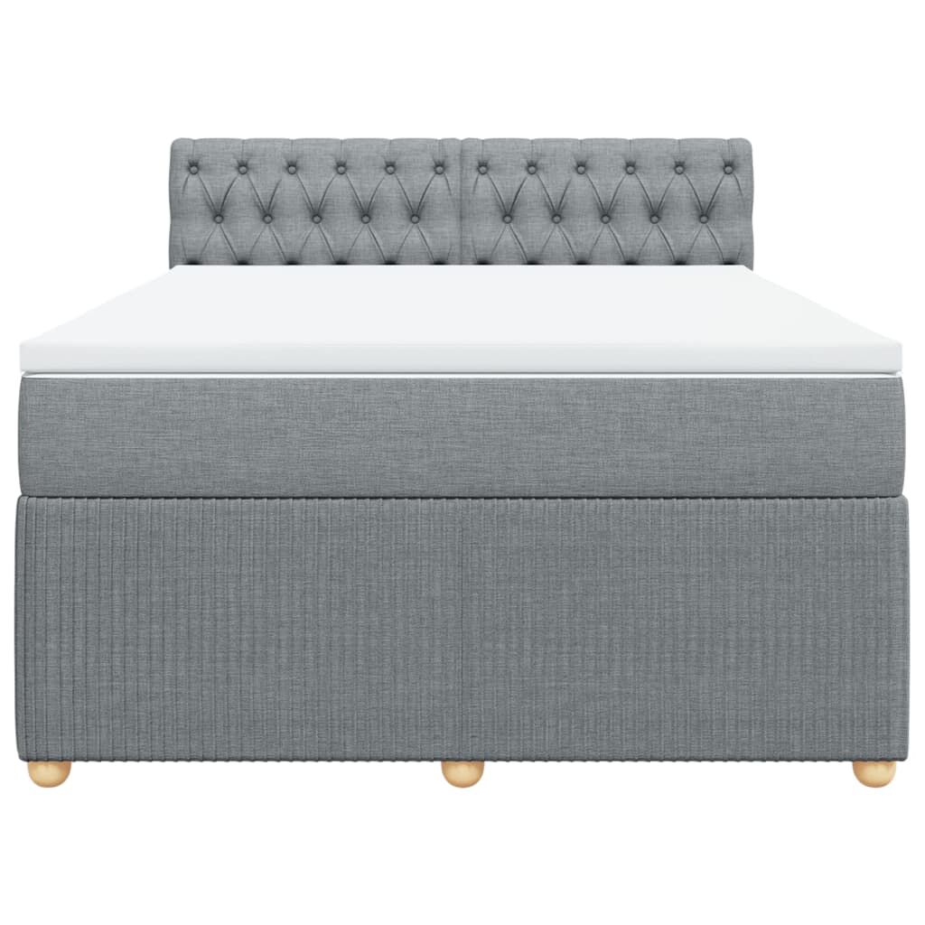 vidaXL Κρεβάτι Boxspring με Στρώμα Ανοιχτό Γκρι 140x200 εκ. Υφασμάτινο