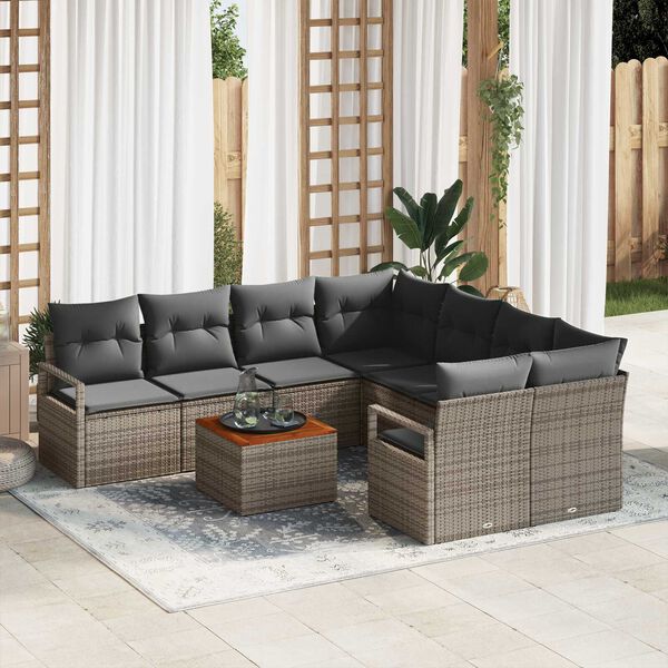 vidaXL Σετ Καναπέ Κήπου 9 pcs Γκρι