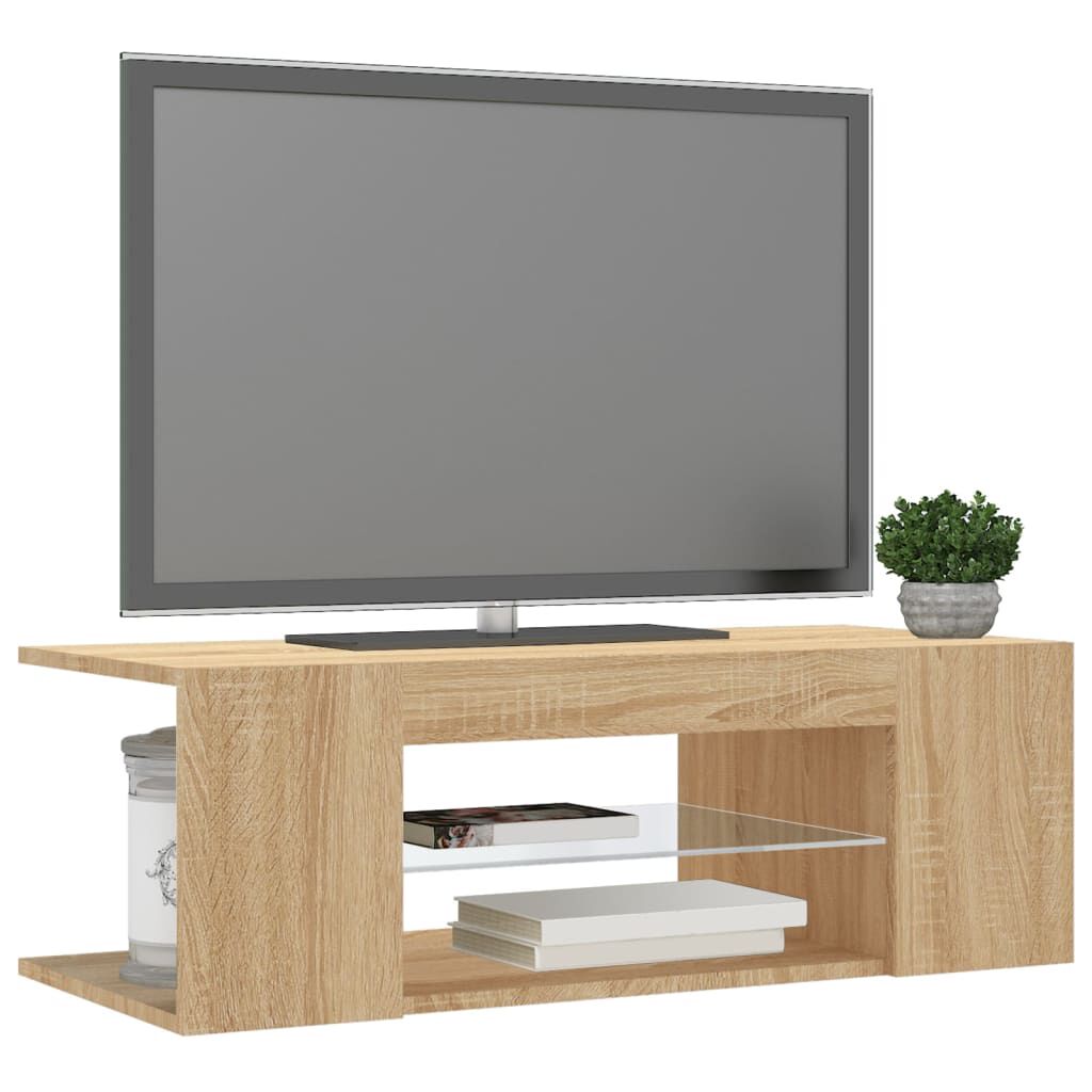 vidaXL Έπιπλο Τηλεόρασης με LED Sonoma Δρυς 90x39x30 εκ.