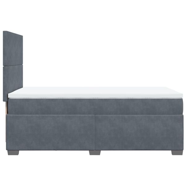 vidaXL Κρεβάτι Boxspring με Στρώμα Σκούρο Γκρι 100x200 εκ. Βελούδινο