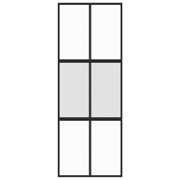 vidaXL Συρόμενη Πόρτα Μαύρη 76 x 205 εκ. από Ψημένο Γυαλί / Αλουμίνιο