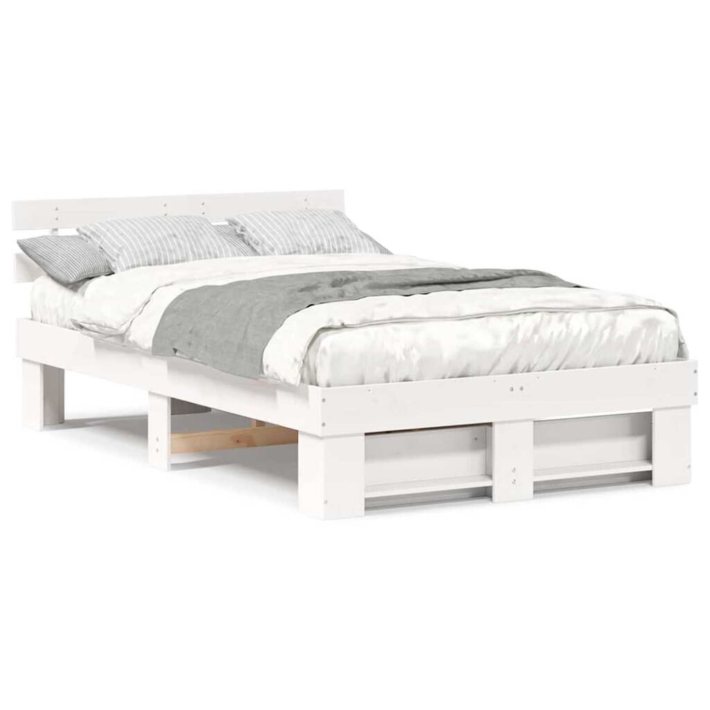 vidaXL Σκελετός Κρεβατιού Λευκό 140 x 190 cm Μασίφ ξύλο πεύκου