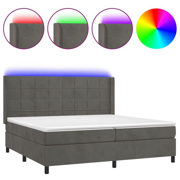 vidaXL &Kappa;&rho;&epsilon;&beta;ά&tau;&iota; Boxspring &mu;&epsilon; &Sigma;&tau;&rho;ώ&mu;&alpha; & LED &Sigma;&kappa;. &Gamma;&kappa;&rho;&iota; 200x200&epsilon;&kappa;. &Beta;&epsilon;&lambda;&omicron;ύ&delta;&iota;&nu;&omicron;