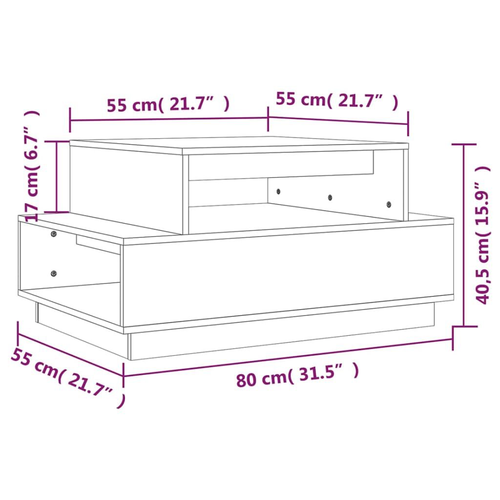 vidaXL Τραπεζάκι Σαλονιού Γκρι 80x55x40,5 εκ. από Μασίφ Ξύλο Πεύκου