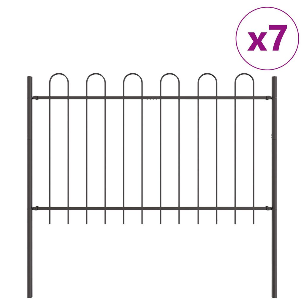 vidaXL Φράκτης Κήπου με Στρογγυλή Κορυφή Γκρι 11,9x0,8 μ Ατσάλι