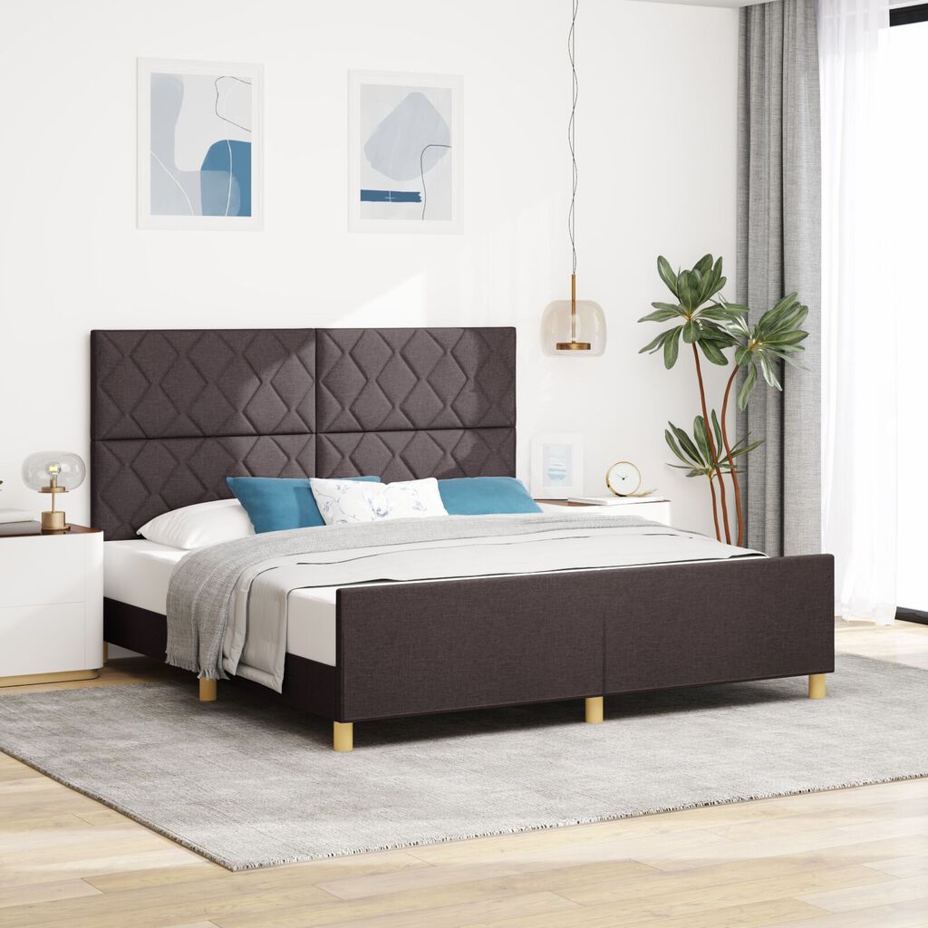vidaXL Κρεβάτι Σκελετός Σκούρο Καφέ 180x200 εκ. Υφάσμα
