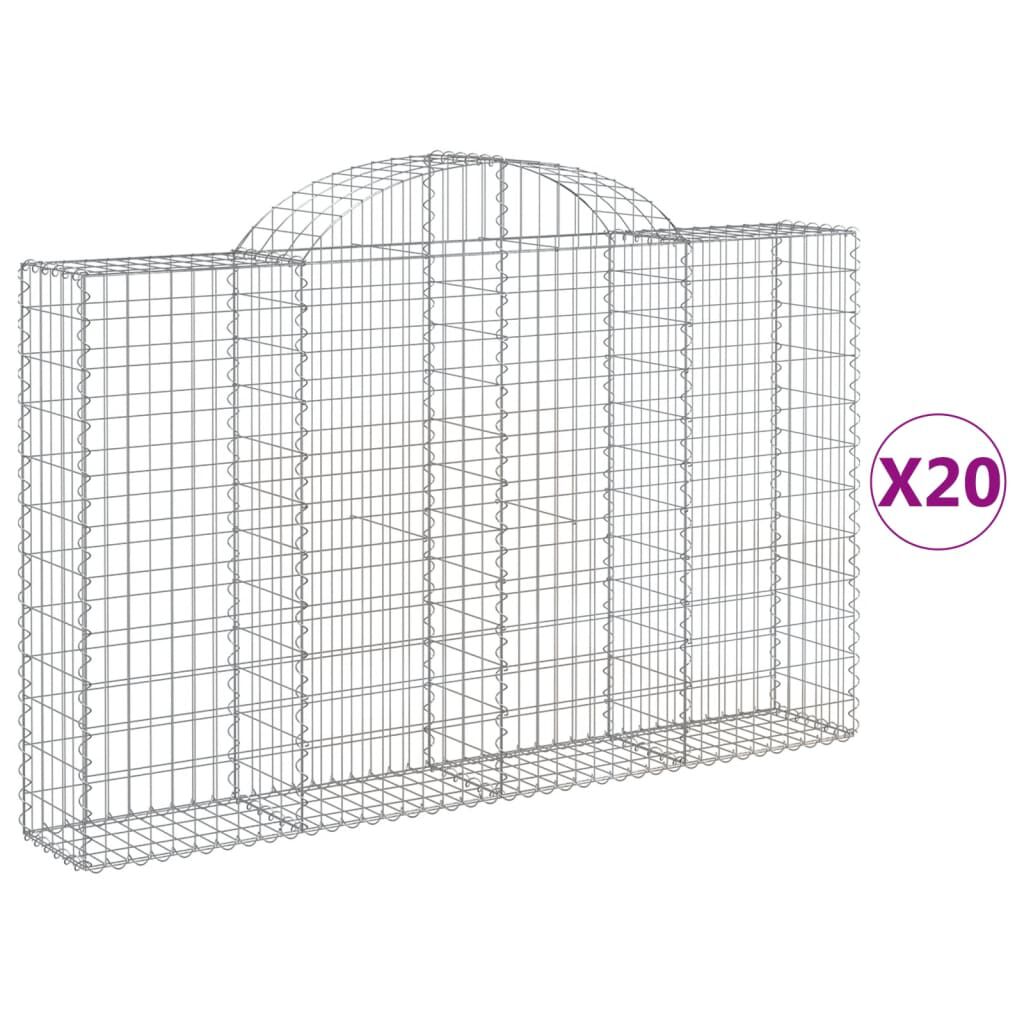 vidaXL Συρματοκιβώτια Τοξωτά 20 τεμ. 200x30x120/140 εκ. Γαλβαν. Ατσάλι