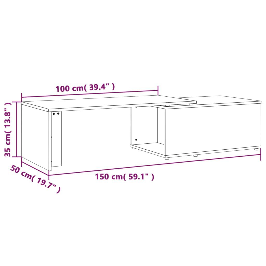 vidaXL Τραπεζάκι Σαλονιού Καπνιστή Δρυς 150x50x35 εκ. Επεξεργ. Ξύλο