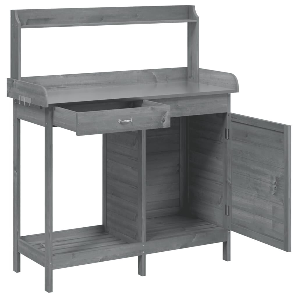 vidaXL Τραπέζι για Γλάστρες+Ντουλάπι Γκρι 110,5x45x124,5εκ Μασίφ Ελάτη