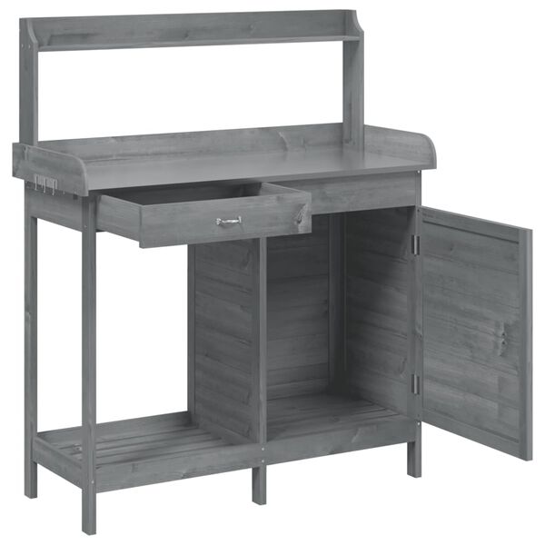 vidaXL Τραπέζι για Γλάστρες+Ντουλάπι Γκρι 110,5x45x124,5εκ Μασίφ Ελάτη