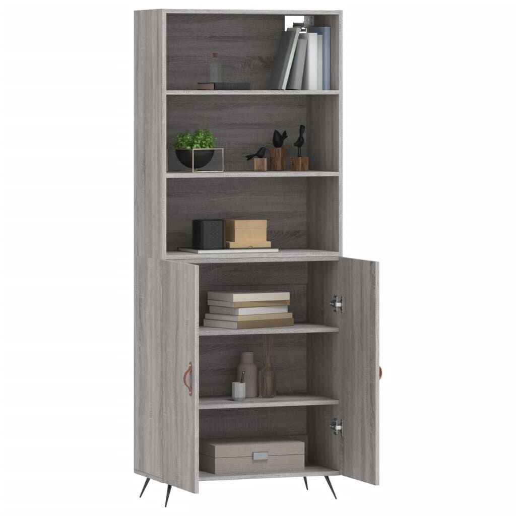 vidaXL Ντουλάπι Γκρι Sonoma 69,5 x 34 x 180 εκ. Επεξεργασμένο Ξύλο