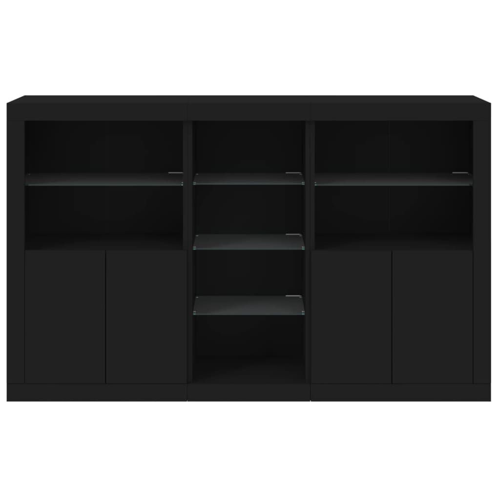 vidaXL Μπουφές με Φώτα LED Μαύρος 162 x 37 x 100 εκ.