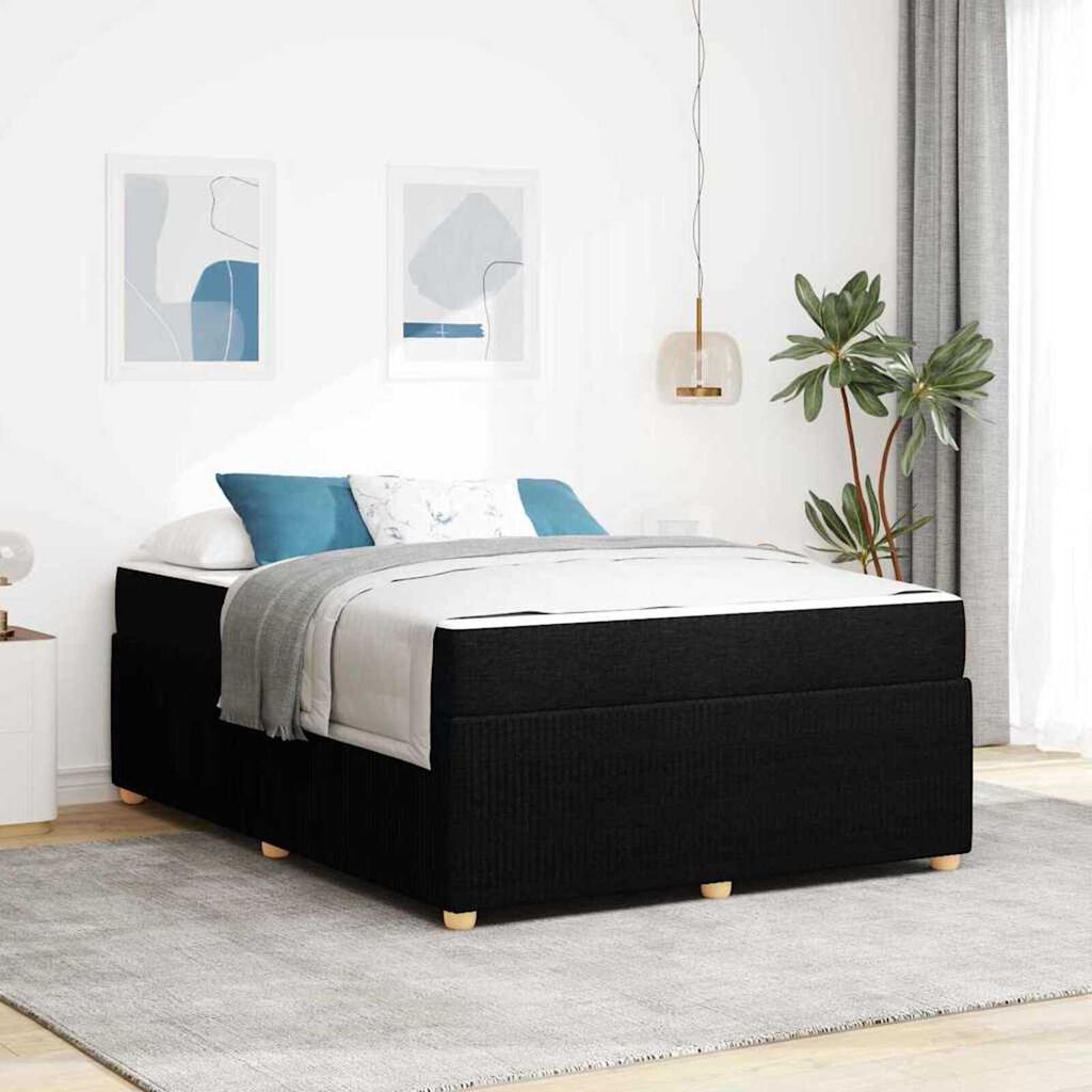 vidaXL Σκελετός κρεβατιού με στρώμα Μαύρο 160 x 200 cm ύφασμα