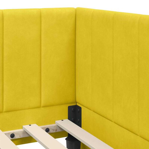 vidaXL Κρεβάτι Γωνίας με κεφαλάρι Κίτρινο 100 x 200 cm Βελούδο