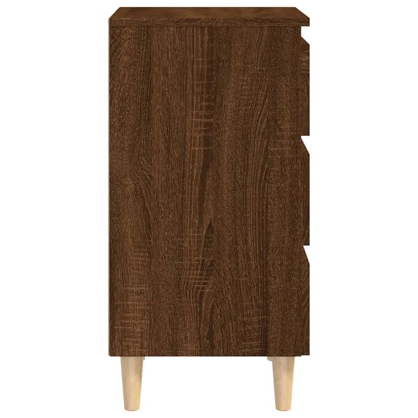 vidaXL Κομοδίνο Καφέ Δρυς 40 x 35 x 69 εκ. με Μασίφ Ξύλινα Πόδια
