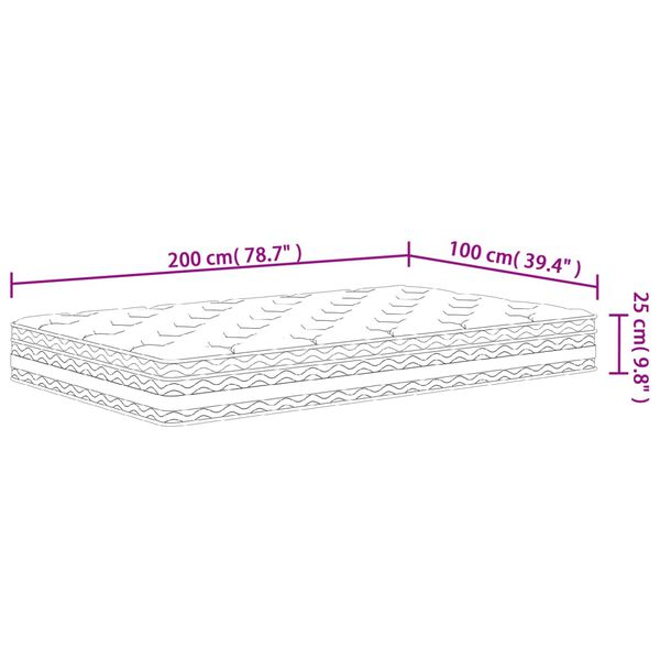 vidaXL Στρώμα με Pocket Springs Μεσαία Σκληρότητα 100x200 εκ.