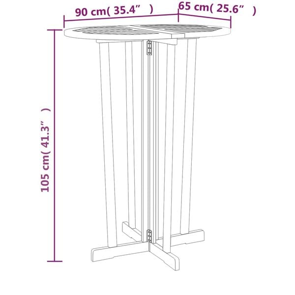 vidaXL Τραπέζι Μπαρ Πτυσσόμενο 90 x 65 x 105 εκ. από Μασίφ Ξύλο Teak