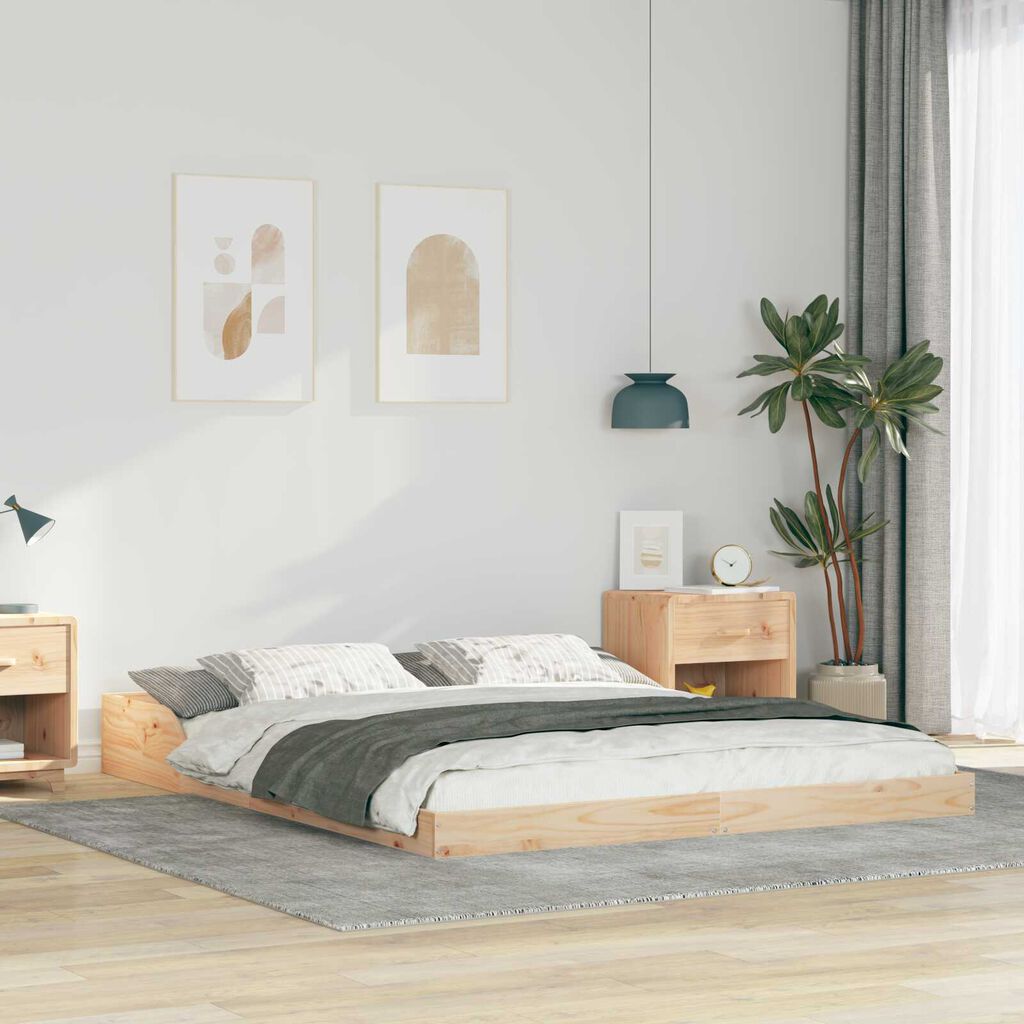 vidaXL Σκελετός Κρεβατιού Καφέ 140 x 220 cm Μασίφ ξύλο πεύκου