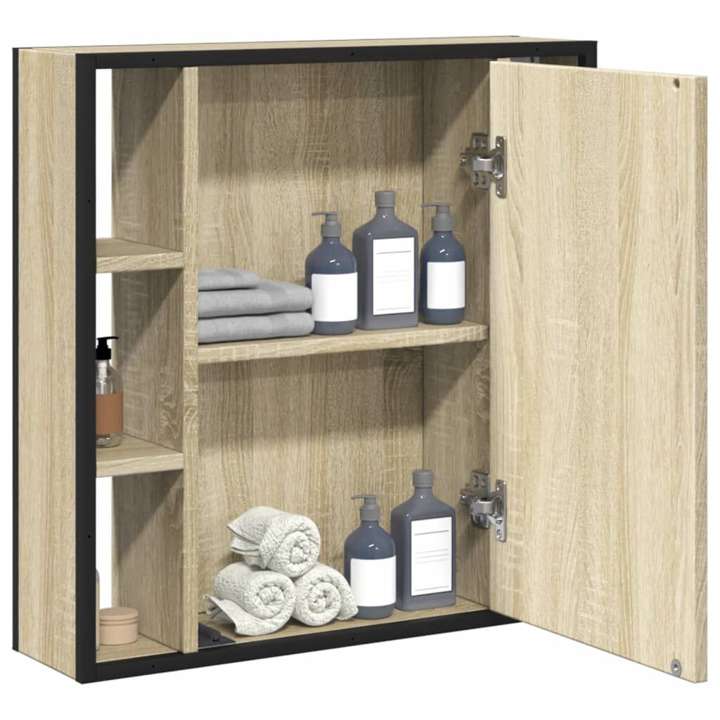 vidaXL Καθρέφτης Μπάνιου Ντουλάπι Sonoma Δρυς 60x16x60 εκ. Επεξ. Ξύλο