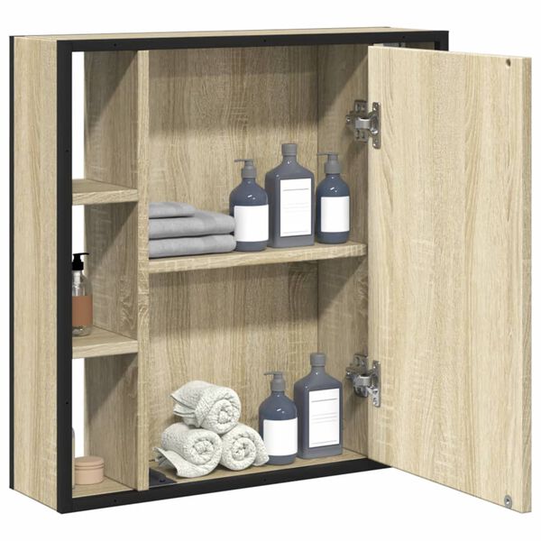 vidaXL Καθρέφτης Μπάνιου Ντουλάπι Sonoma Δρυς 60x16x60 εκ. Επεξ. Ξύλο