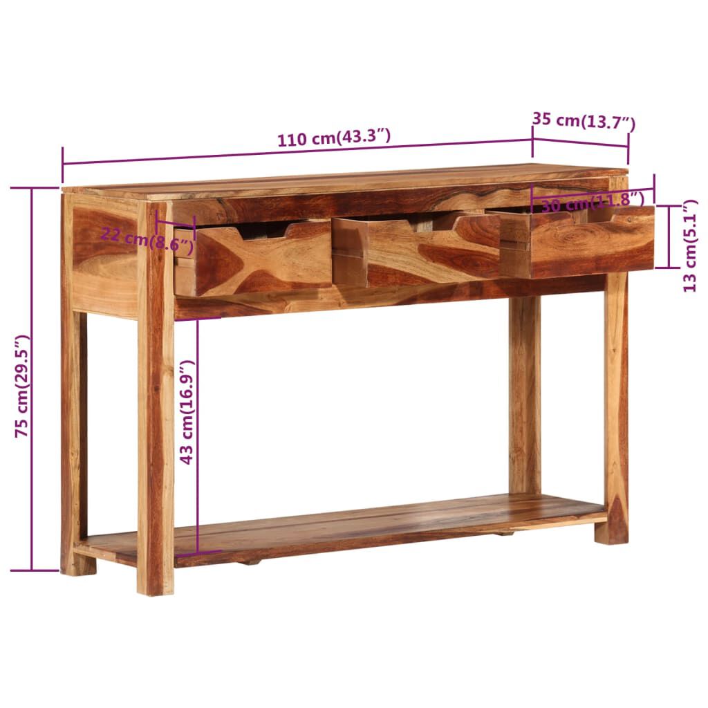 vidaXL Τραπέζι Κονσόλα 110 x 35 x 75 εκ. από Μασίφ Ξύλο Ακακίας