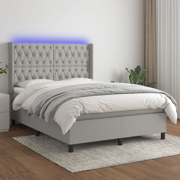 vidaXL &Kappa;&rho;&epsilon;&beta;ά&tau;&iota; Boxspring &mu;&epsilon; &Sigma;&tau;&rho;ώ&mu;&alpha; & LED &Alpha;&nu;.&Gamma;&kappa;&rho;&iota; 140x200&epsilon;&kappa;. &Upsilon;&phi;&alpha;&sigma;&mu;ά&tau;&iota;&nu;&omicron;