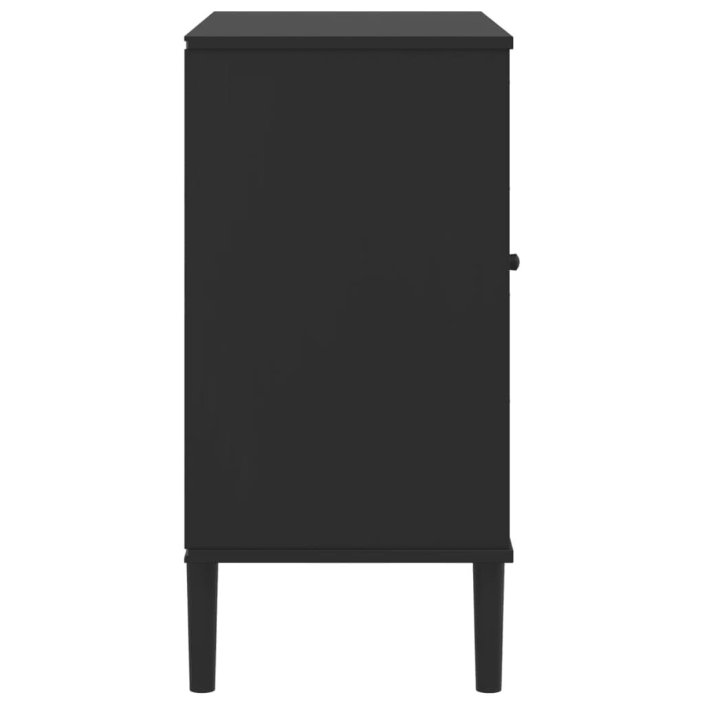 vidaXL Μπουφές SENJA Μαύρο / Ρατάν 80x40x80 εκ. Μασίφ Ξύλο Πεύκου