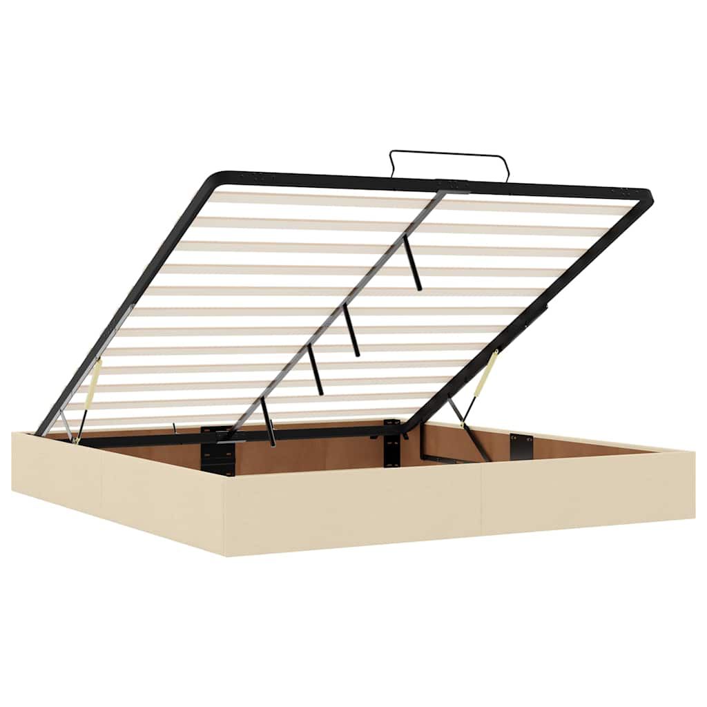 vidaXL Οθωμανικό Κρεβάτι με Στρώμα Κρέμα 160x200cm Ύφασμα
