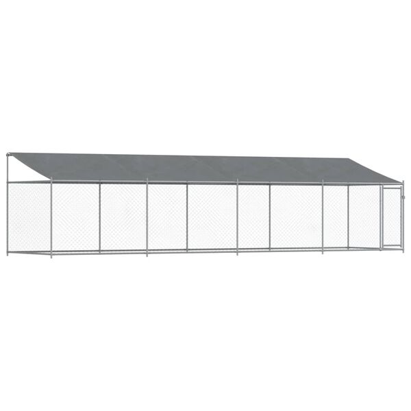 vidaXL Κλουβί Σκύλου με Οροφή και Πόρτες Γκρι 8x2x2 μ. Γαλβ. Χάλυβας