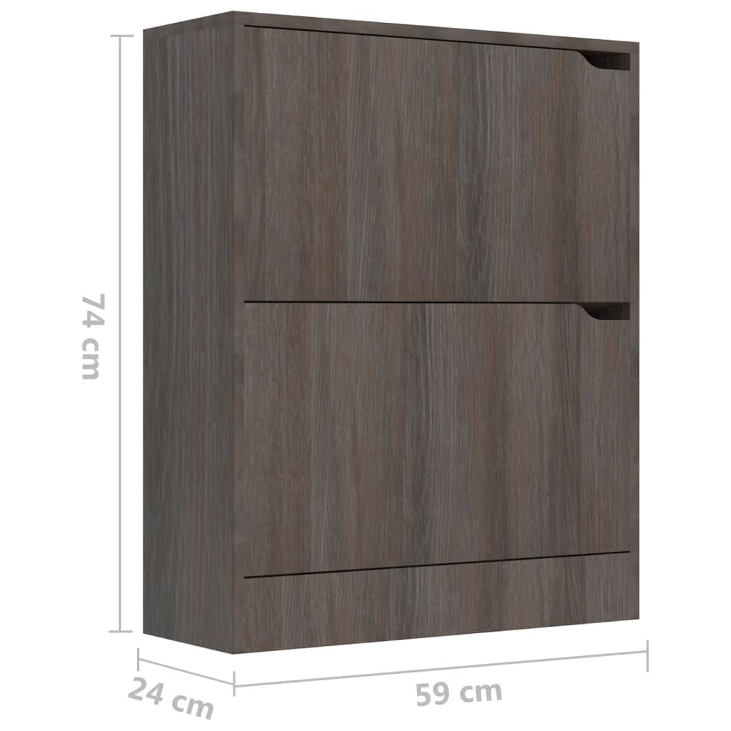 vidaXL Παπουτσοθήκη 2 Πόρτες Γκρι Sonoma Δρυς 59x24x74 εκ. Επεξ. Ξύλο