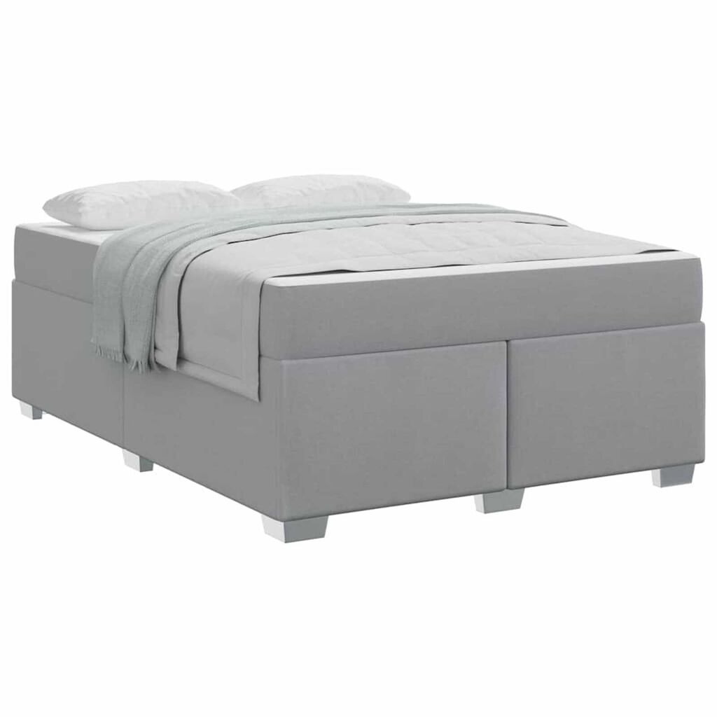 vidaXL Σκελετός Κρεβατιού Ανοιχτό γκρι 140 x 200 cm ύφασμα