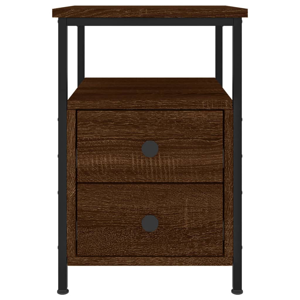 vidaXL Κομοδίνο 2 τεμ. Καφέ Δρυς 34 x 35,5 x 50 εκ. από Επεξεργ. Ξύλο