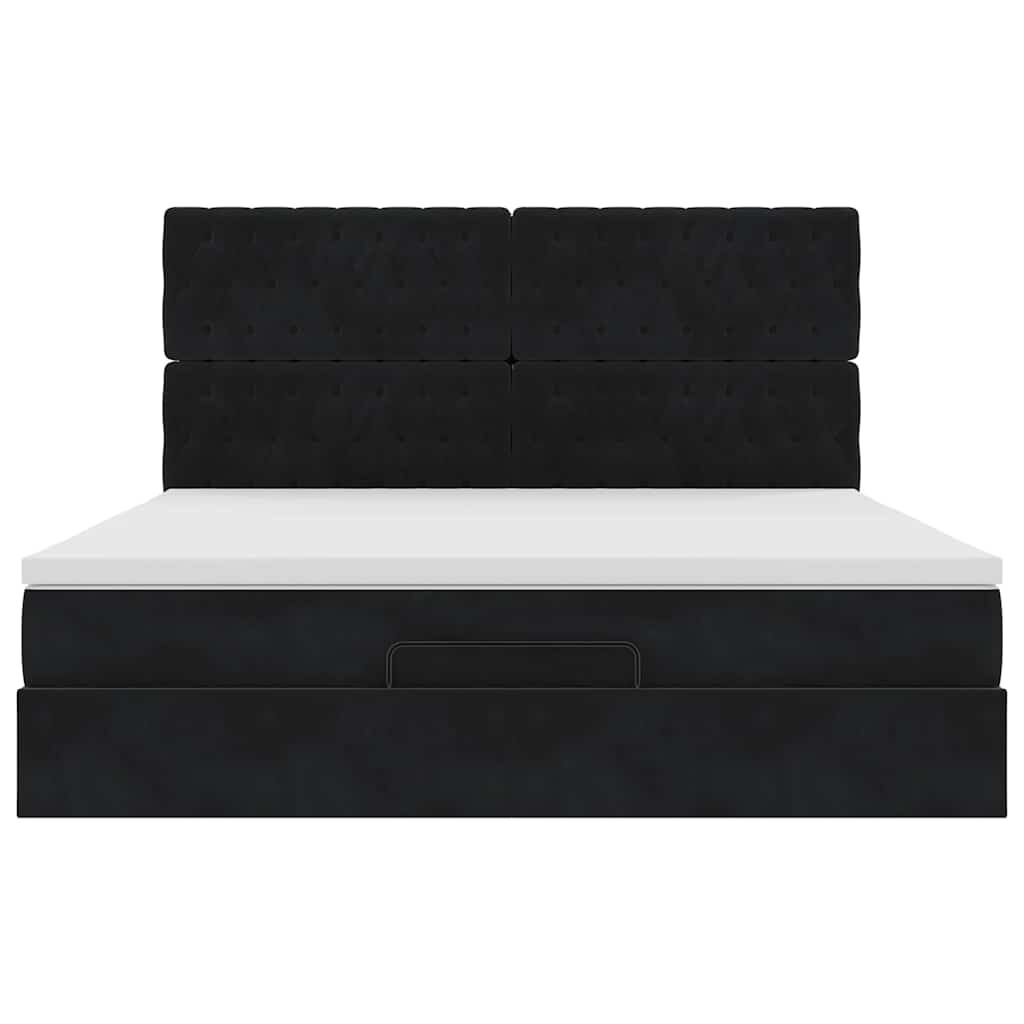 vidaXL Οθωμανικό κρεβάτι με στρώματα & LEDs Μαύρο 180x200cm Velvet