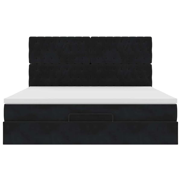 vidaXL Οθωμανικό κρεβάτι με στρώματα & LEDs Μαύρο 180x200cm Velvet