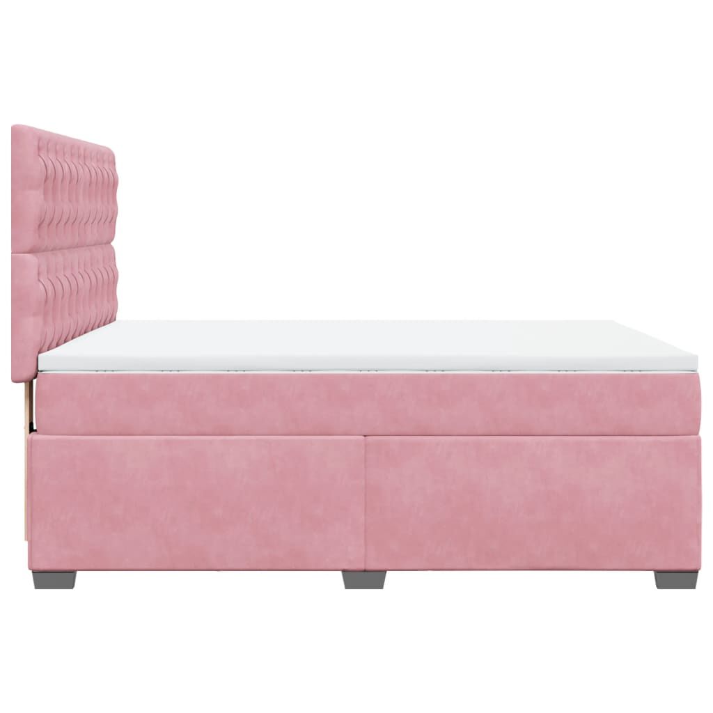 vidaXL Κρεβάτι Boxspring με Στρώμα Ροζ 140x200 εκ. Βελούδινο