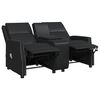 vidaXL Πολυθρόνα Μασάζ Διθέσια με Ποτηροθήκη Ανακλ. Μαύρη Συνθ. Δέρμα