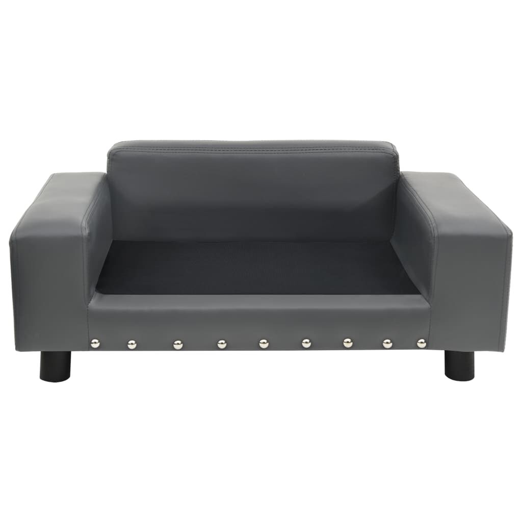 vidaXL Καναπές-Κρεβάτι Σκύλου Γκρι 81x43x31 εκ. Βελουτέ/Συνθετ. Δέρμα