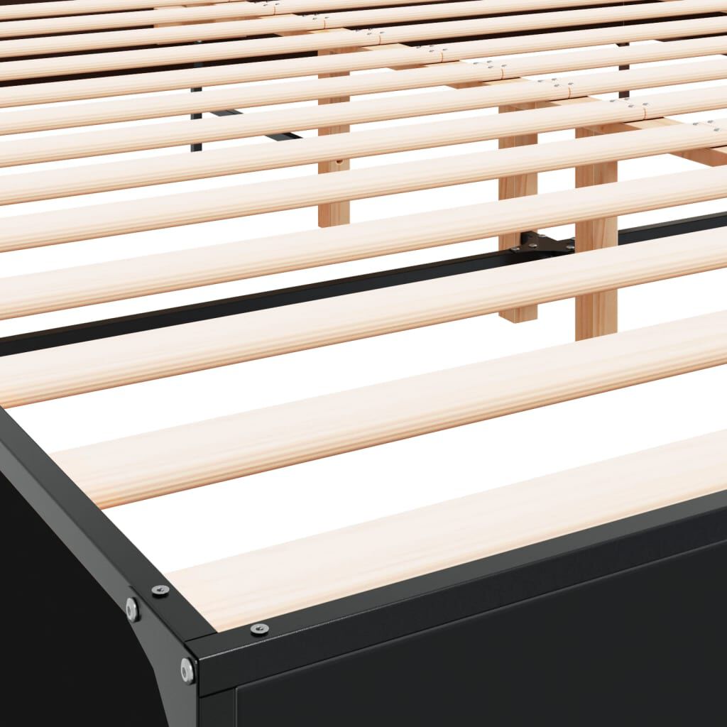 vidaXL Πλαίσιο Κρεβατιού Μαύρο 180 x 200 εκ. Επεξ. Ξύλο & Μέταλλο