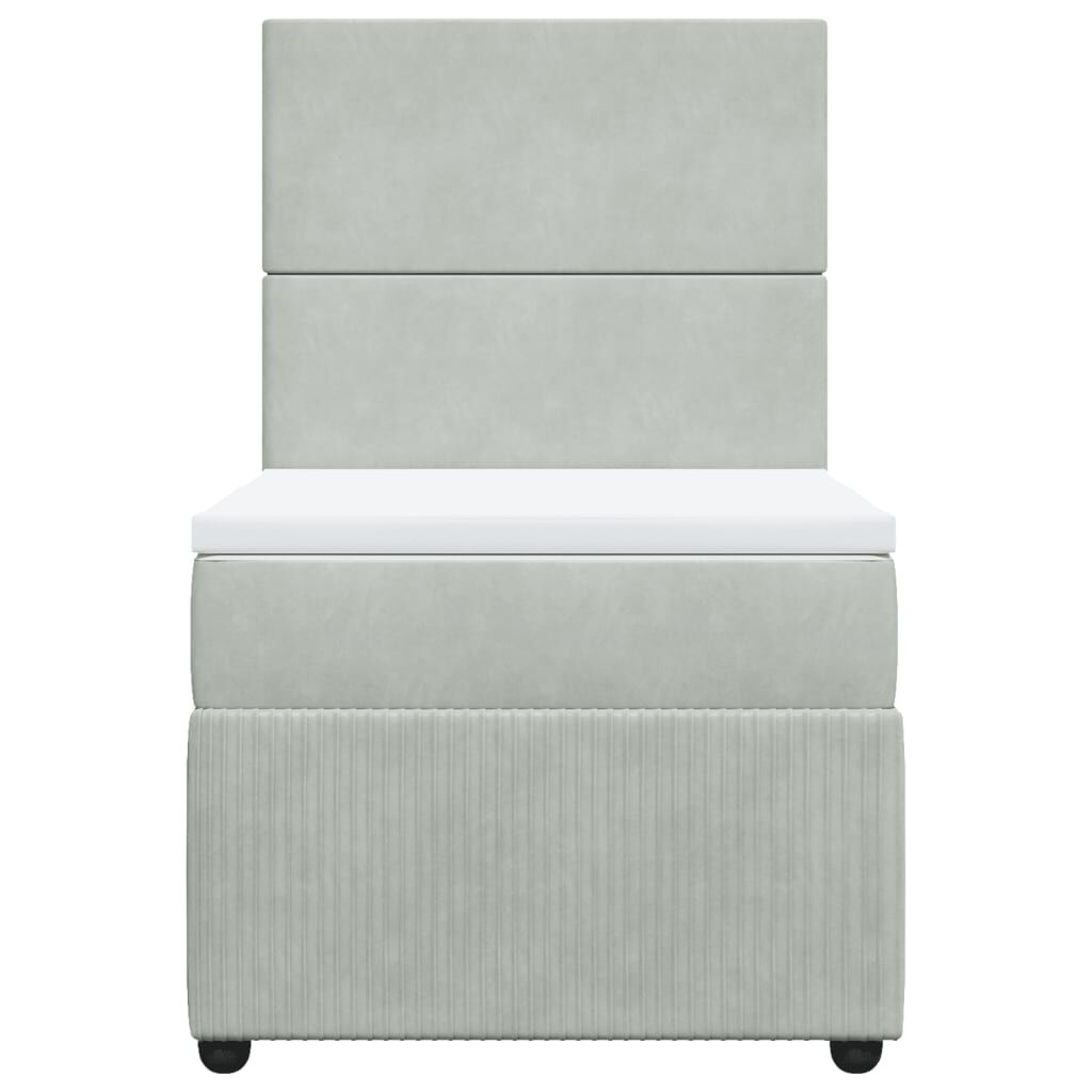 vidaXL Κρεβάτι Boxspring με Στρώμα Ανοιχτό Γκρι 100x200 εκ. Βελούδινο