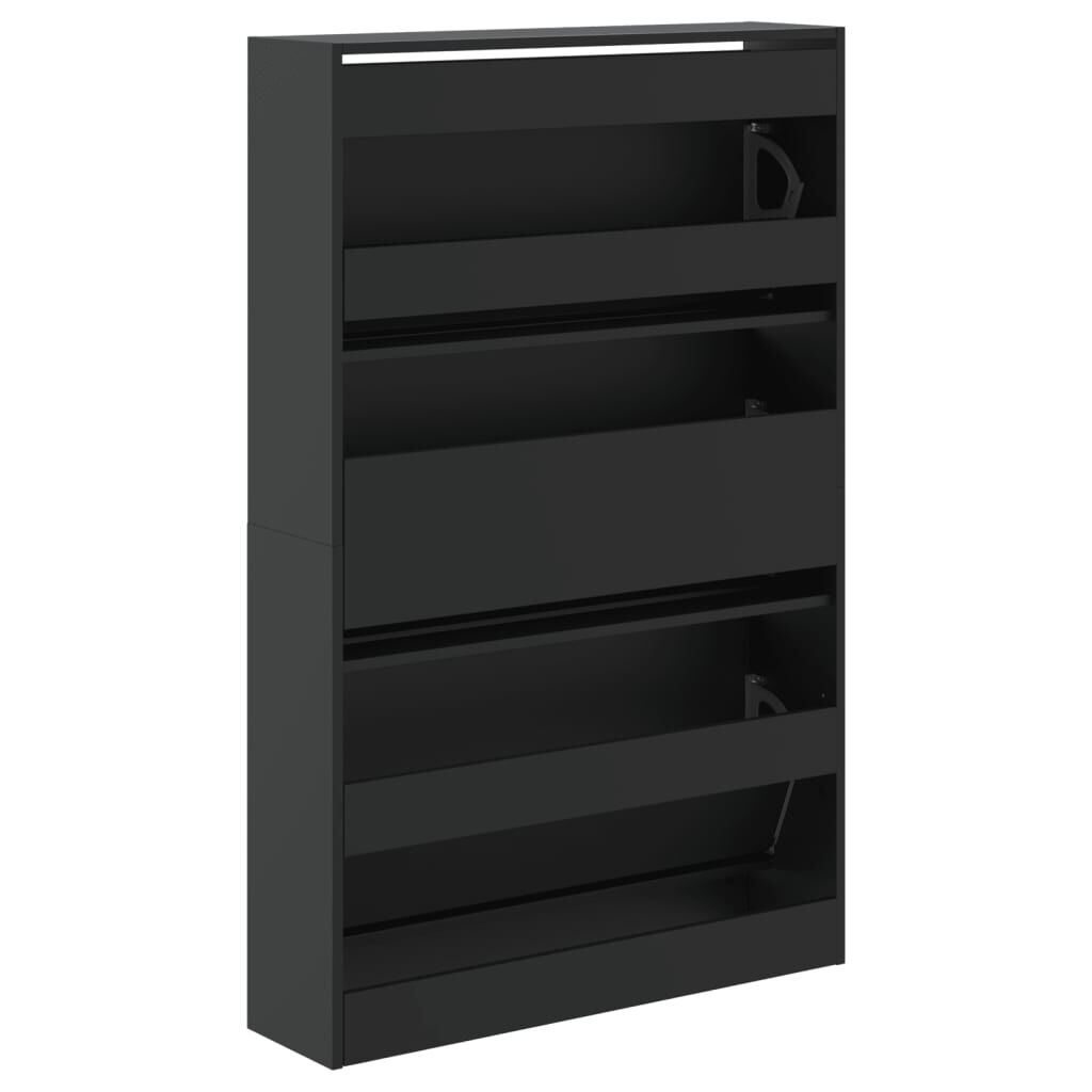 vidaXL Παπουτσοθήκη Μαύρη 80x21x125,5 εκ. από Επεξεργασμένο Ξύλο