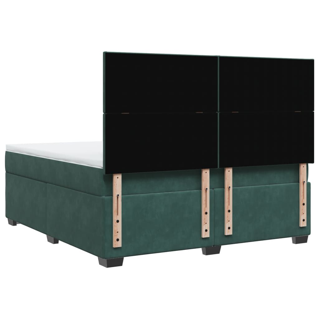 vidaXL Κρεβάτι Boxspring με Στρώμα Σκούρο Πράσινο 180x200εκ. Βελούδινο