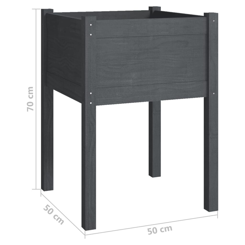 vidaXL Ζαρντινιέρα Γκρι 50 x 50 x 70 εκ. από Μασίφ Ξύλο Πεύκου