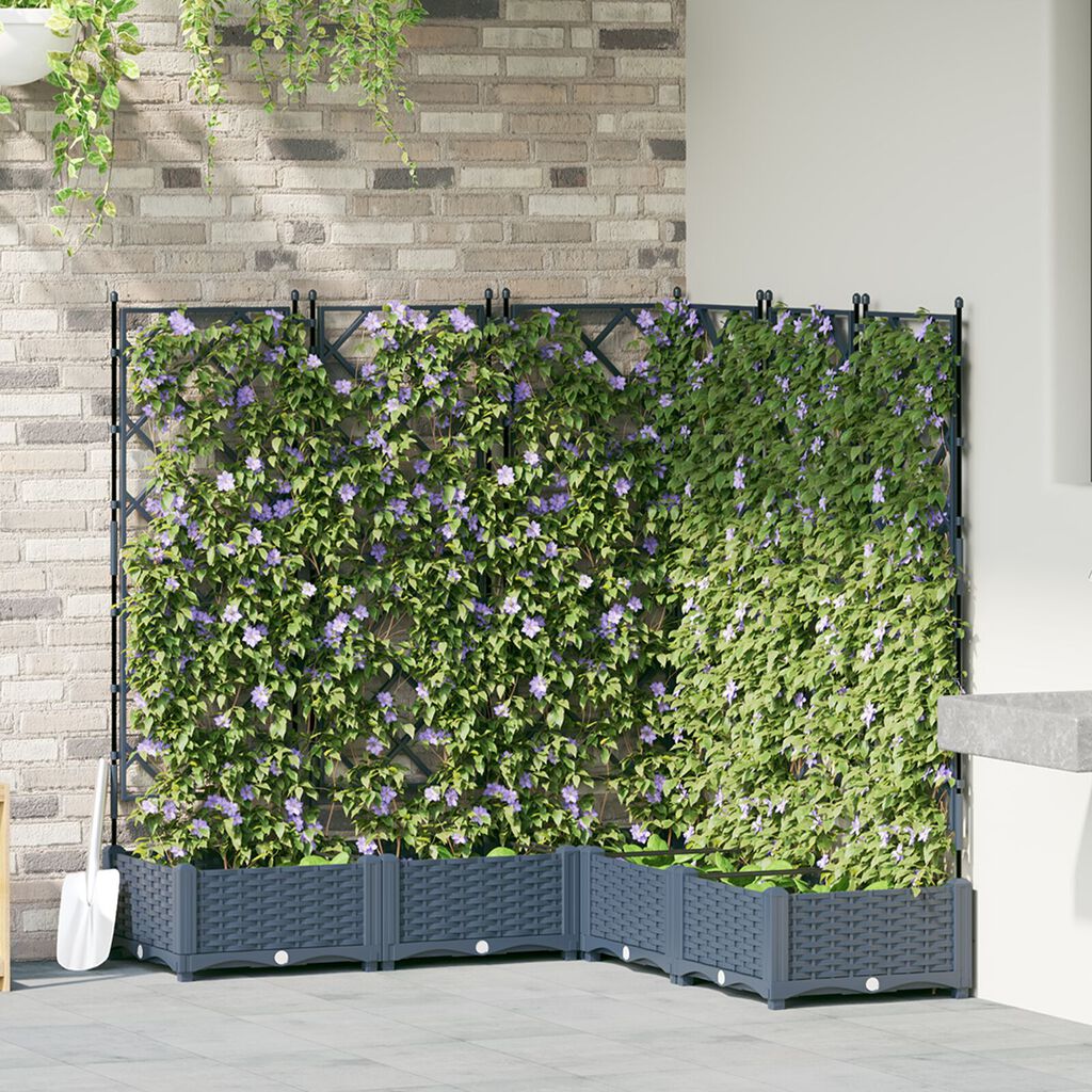 vidaXL Γλάστα Κήπου με Πλέγμα 5 τμχ Γκρι 120x120x125.5 εκ