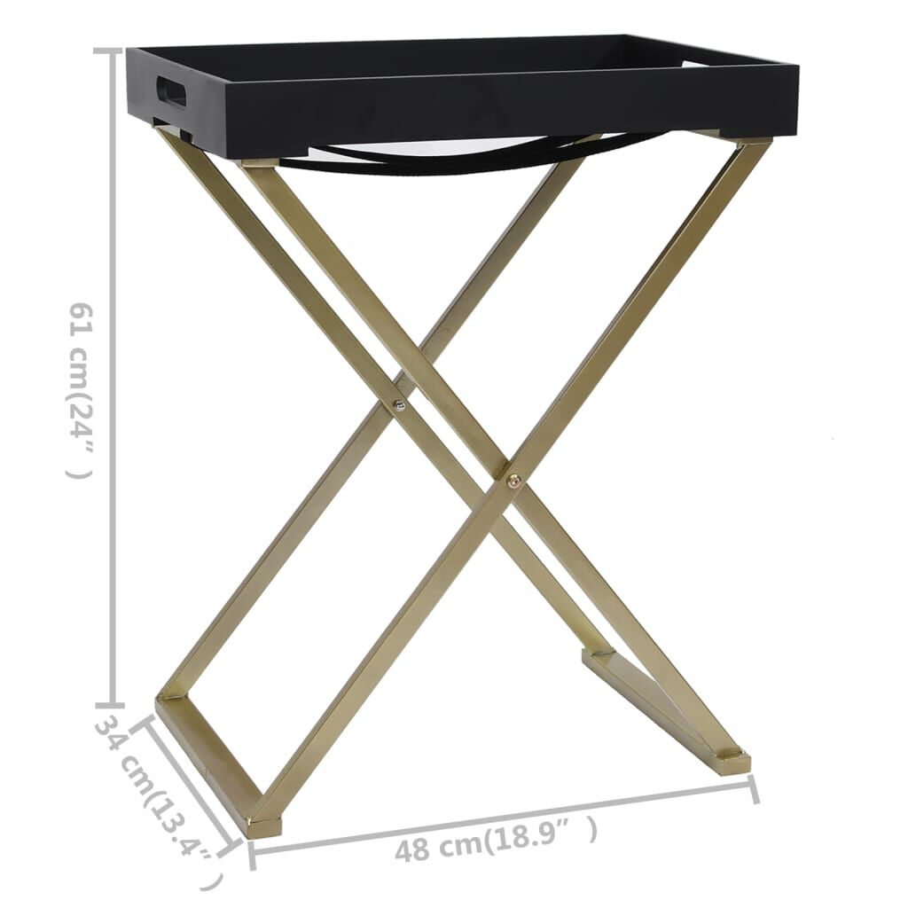 vidaXL Τραπέζι Πτυσσόμενο Χρυσό και Μαύρο 48 x 34 x 61 εκ. από MDF
