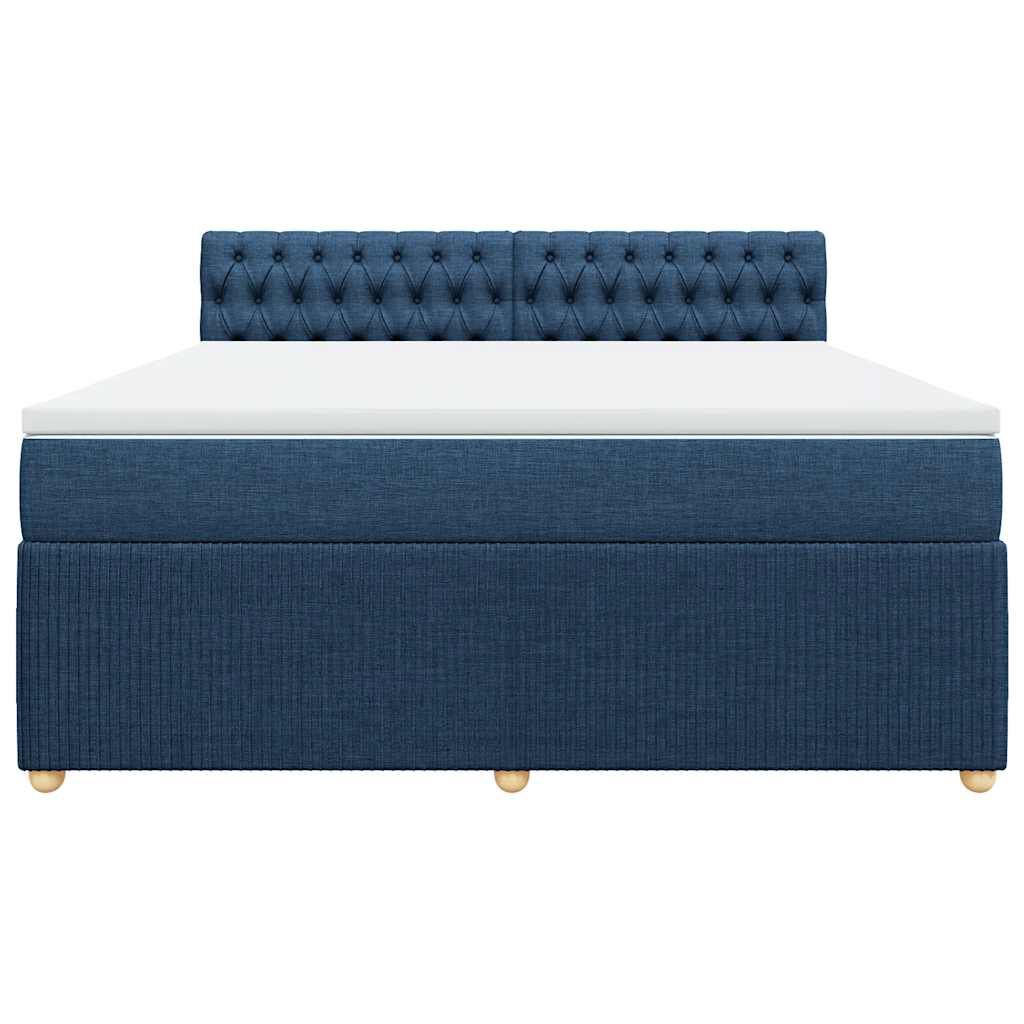 vidaXL Κρεβάτι Boxspring με Στρώμα Μπλε 180x200 εκ. Υφασμάτινο